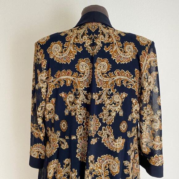 R&M Richards sz 10P‎ paisley print navy metallic gold dress and jacket - Picture 8 of 13